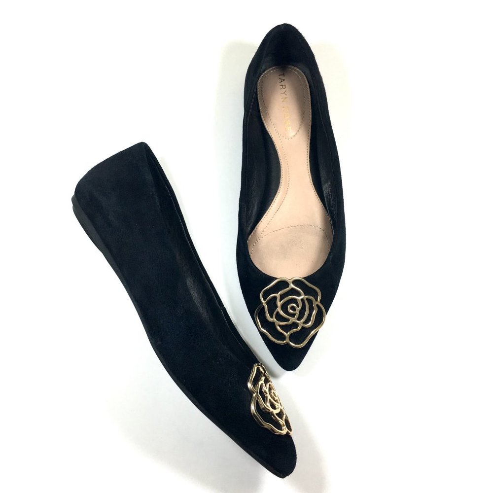 Taryn Rose Fiona Black Suede Flat